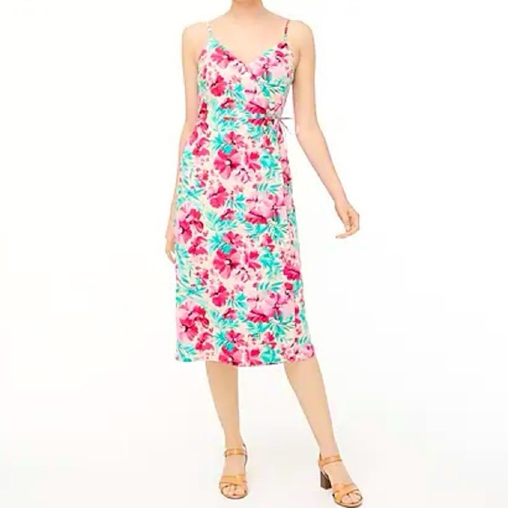 ✨HOST PICK✨ J Crew Tropical Pink Cotton Wrap Dress Sz 14 (NWT)